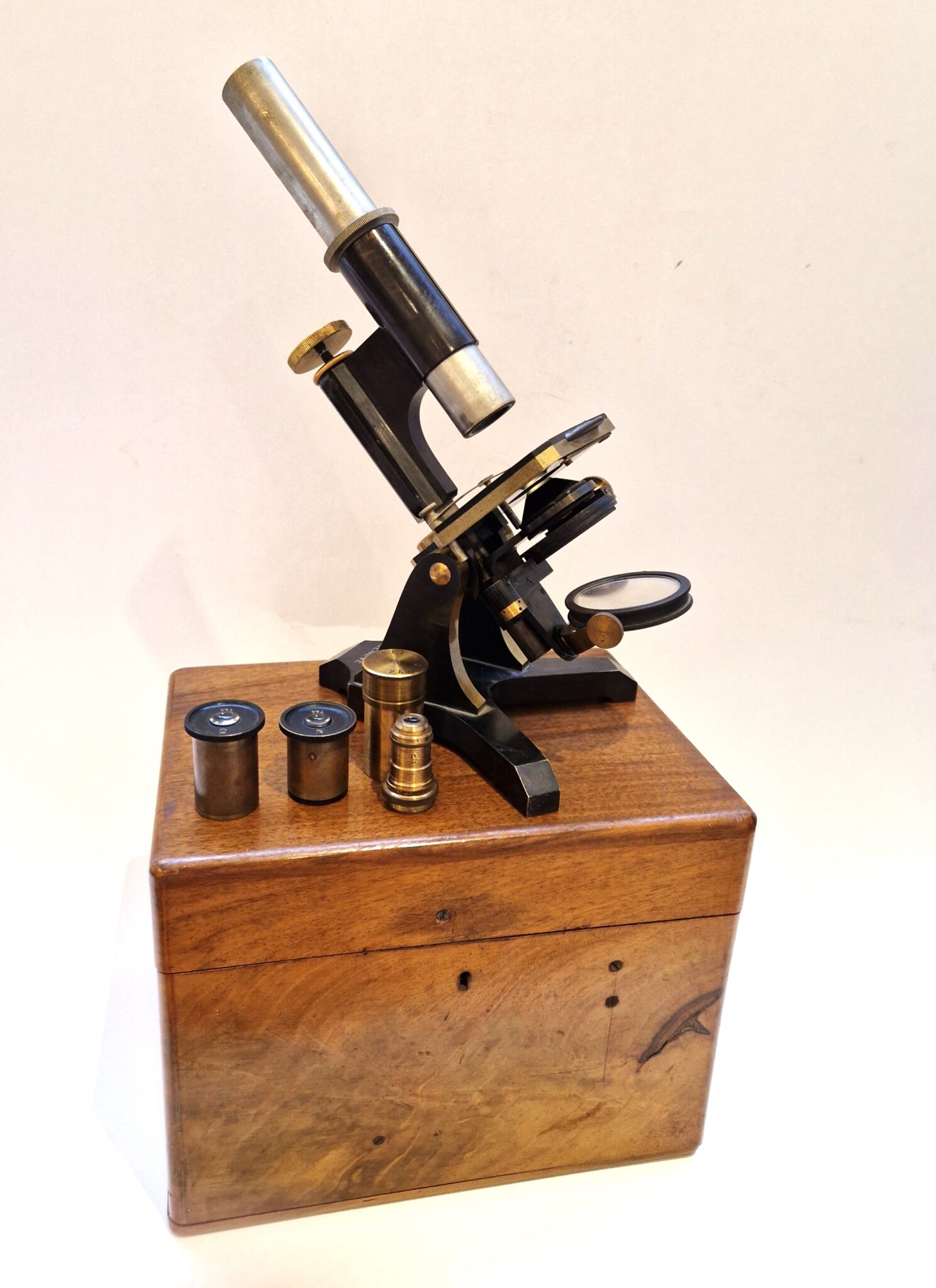 Rare and early Thury & Amey Swiss microscope in case numbered 119, late 19th